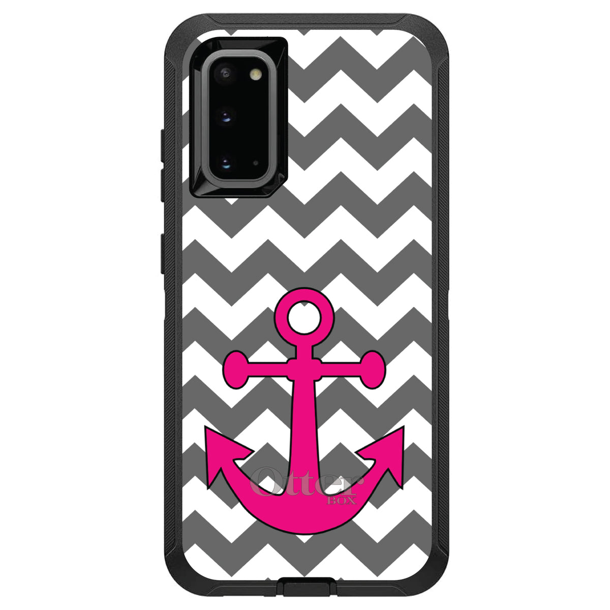 Grey White Pink Chevron Anchor OtterBox Defender Case for iPhone & Galaxy, view 8