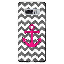 DistinctInk® Hard Plastic Snap-On Case for Apple iPhone or Samsung Galaxy - Grey White Pink Chevron Anchor