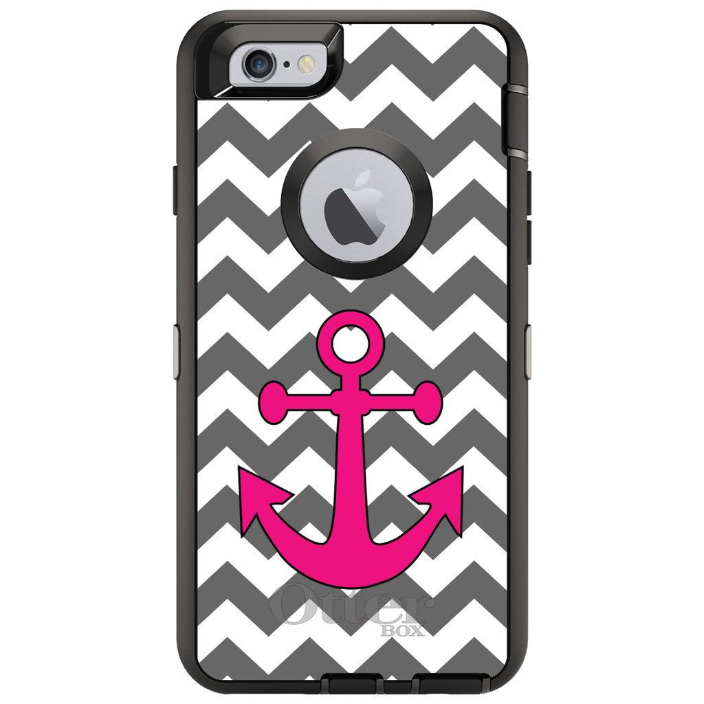 Grey White Pink Chevron Anchor OtterBox Defender Case for iPhone & Galaxy, view 4