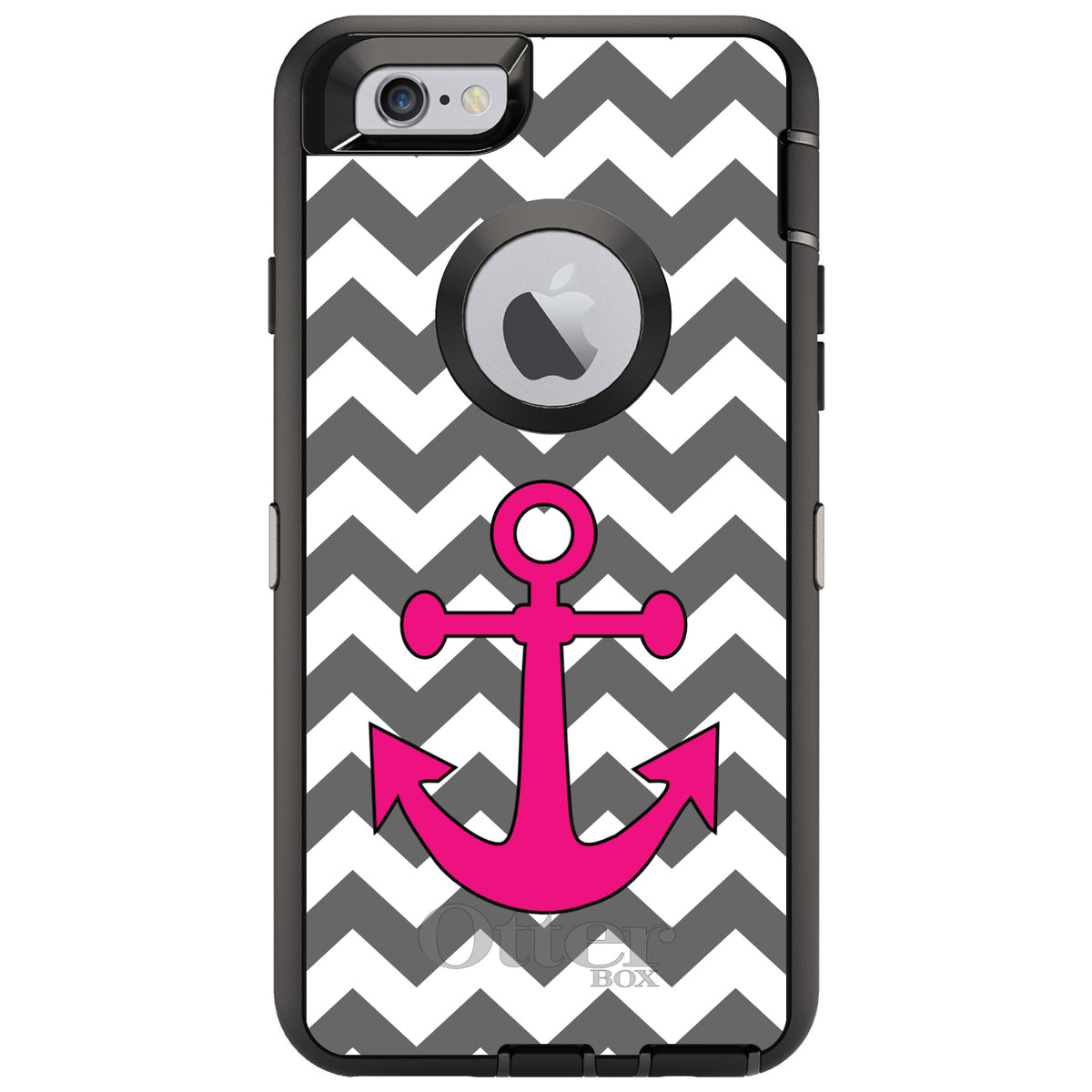 Grey White Pink Chevron Anchor OtterBox Defender Case for iPhone & Galaxy, view 4
