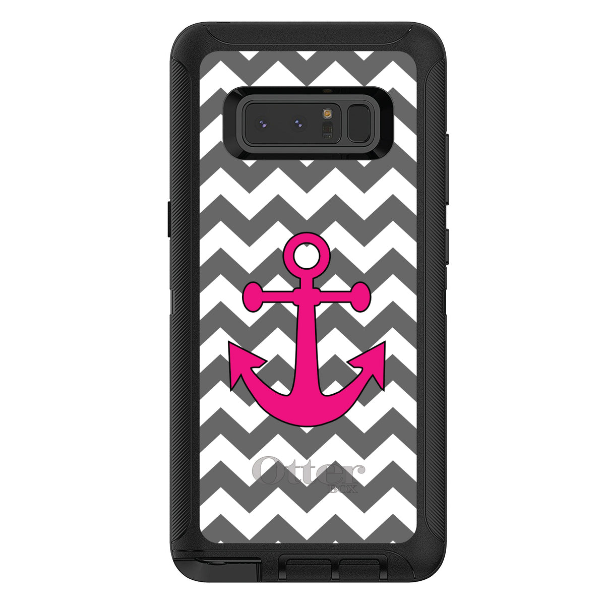Grey White Pink Chevron Anchor OtterBox Defender Case for iPhone & Galaxy, view 17