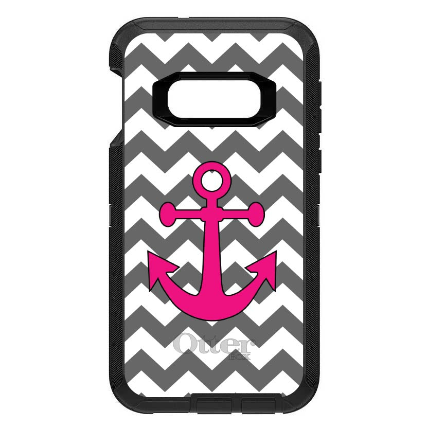 Grey White Pink Chevron Anchor OtterBox Defender Case for iPhone & Galaxy, view 10