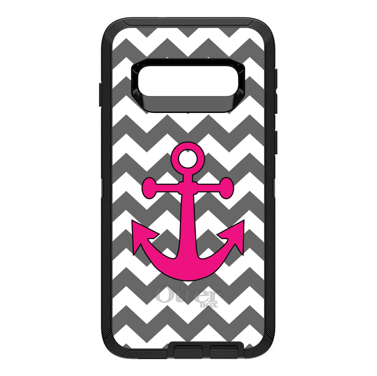 Grey White Pink Chevron Anchor OtterBox Defender Case for iPhone & Galaxy, view 9