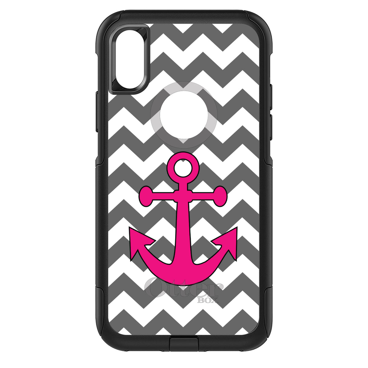 Grey White Pink Chevron Anchor OtterBox Commuter Case for iPhone & Galaxy, view 3