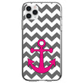 Grey White Pink Chevron Anchor Clear Shockproof iPhone Case