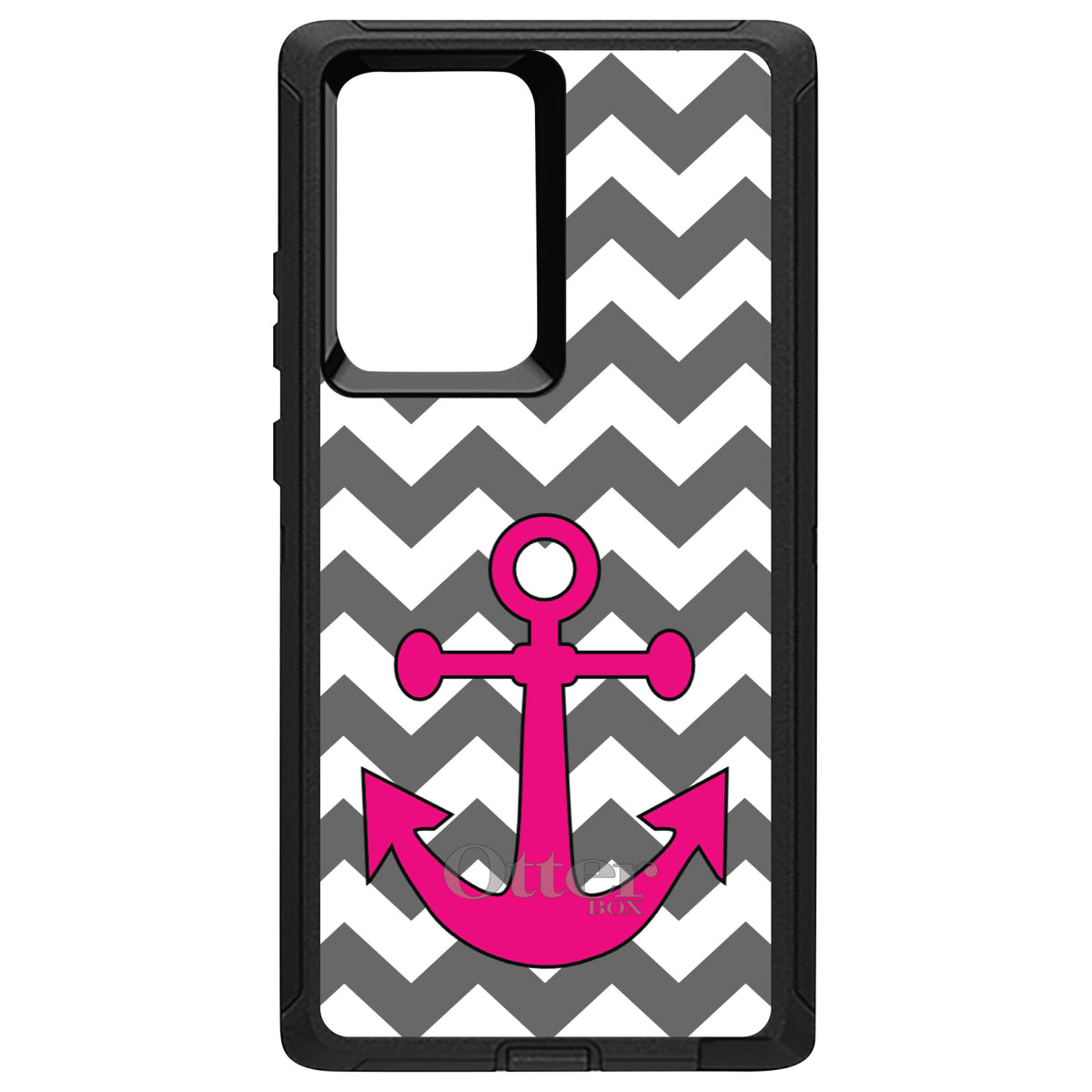 Grey White Pink Chevron Anchor OtterBox Defender Case for iPhone & Galaxy, view 13