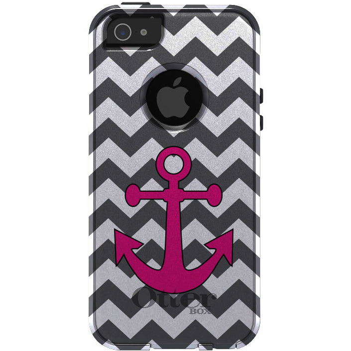 Grey White Pink Chevron Anchor OtterBox Commuter Case for iPhone & Galaxy, view 5