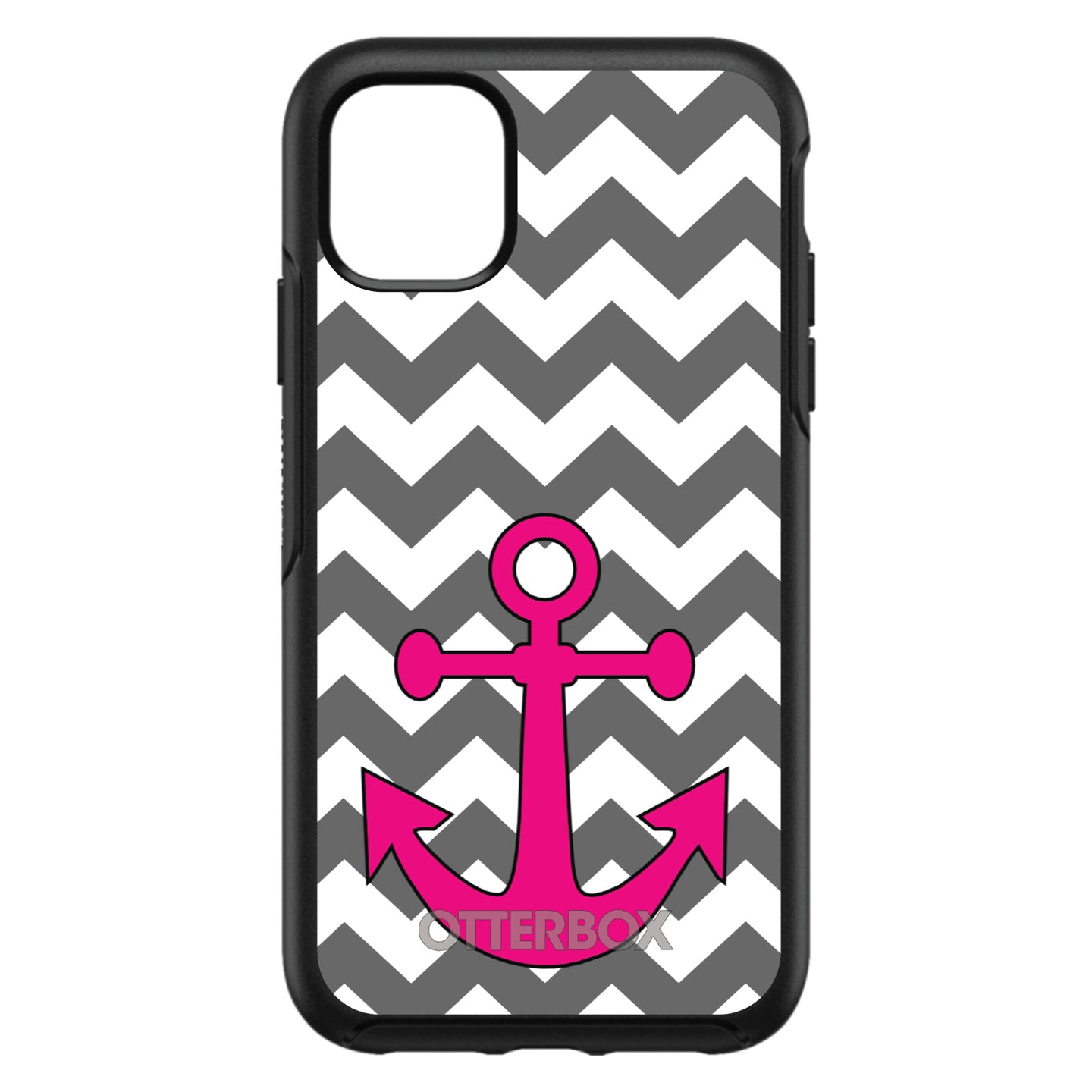 Grey White Pink Chevron Anchor OtterBox Symmetry Case for iPhone & Galaxy
