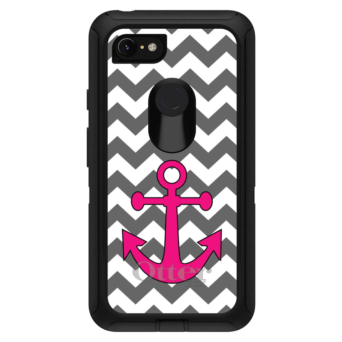 Grey White Pink Chevron Anchor OtterBox Defender Case for iPhone & Galaxy, view 18