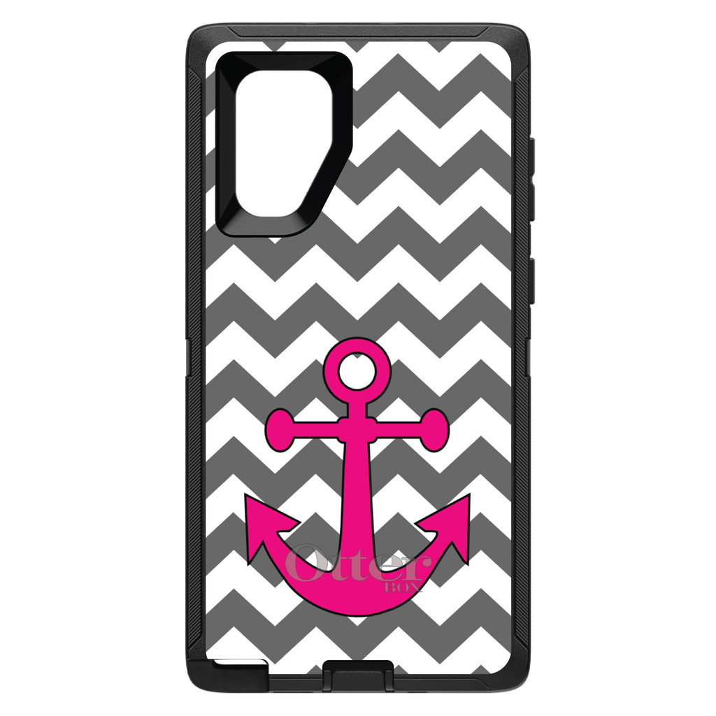 Grey White Pink Chevron Anchor OtterBox Defender Case for iPhone & Galaxy, view 14