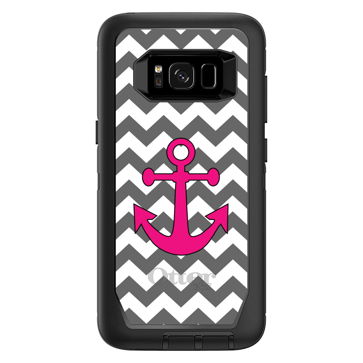 Grey White Pink Chevron Anchor OtterBox Defender Case for iPhone & Galaxy, view 12