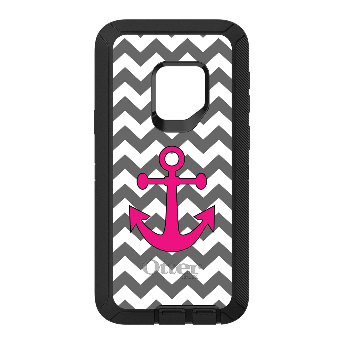 Grey White Pink Chevron Anchor OtterBox Defender Case for iPhone & Galaxy, view 11