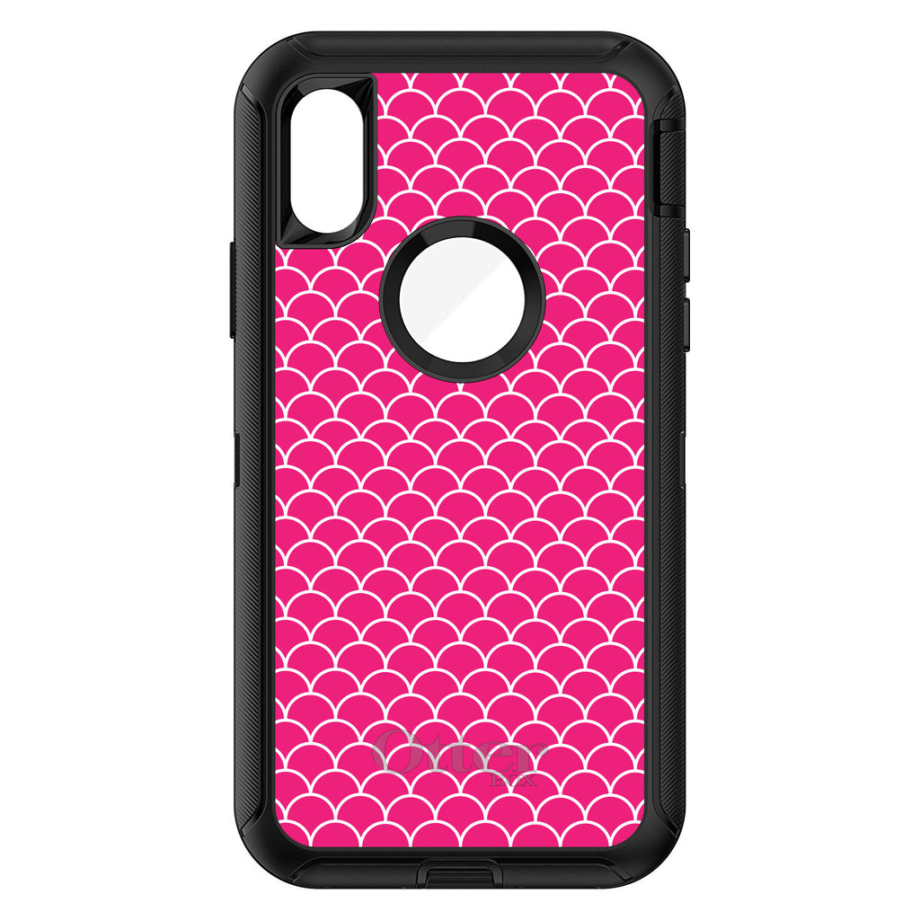 Hot Pink White Scalloped Pattern OtterBox Defender Case for iPhone & Galaxy, view 3