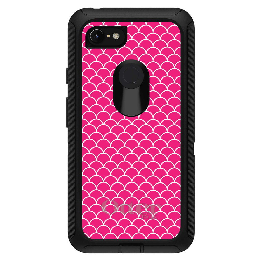 Hot Pink White Scalloped Pattern OtterBox Defender Case for iPhone & Galaxy, view 18