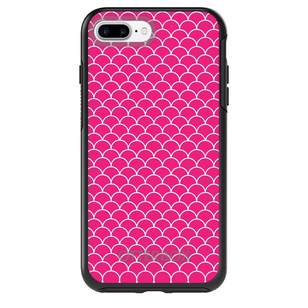 Hot Pink White Scalloped Pattern OtterBox Symmetry Case for iPhone & Galaxy, view 2
