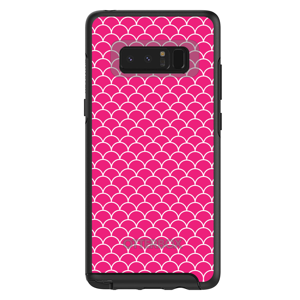 Hot Pink White Scalloped Pattern OtterBox Symmetry Case for iPhone & Galaxy, view 14