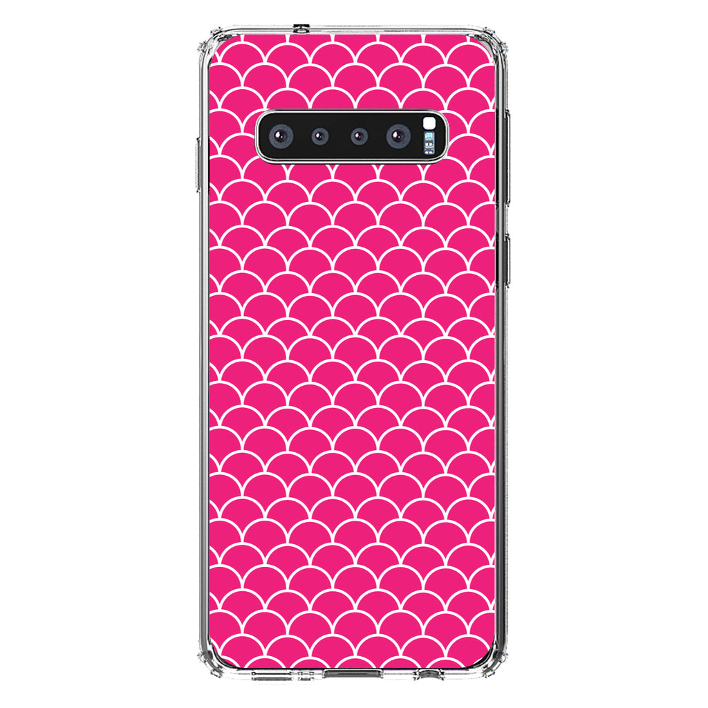 Hot Pink White Scalloped Pattern Clear Shockproof iPhone Case, view 17