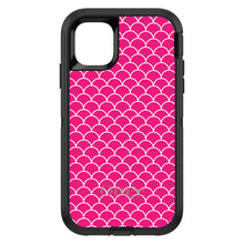 DistinctInk™ OtterBox Defender Series Case for Apple iPhone / Samsung Galaxy / Google Pixel - Hot Pink White Scalloped Pattern