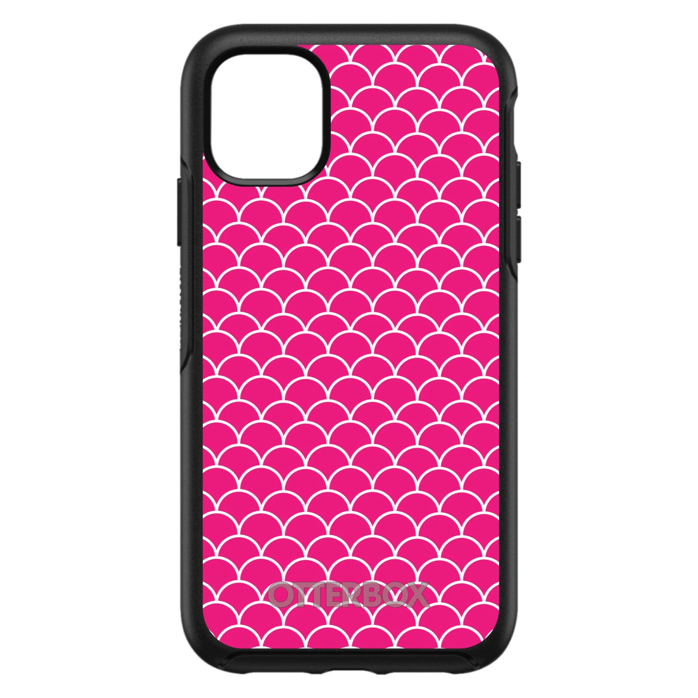 DistinctInk™ OtterBox Symmetry Series Case for Apple iPhone / Samsung Galaxy / Google Pixel - Hot Pink White Scalloped Pattern