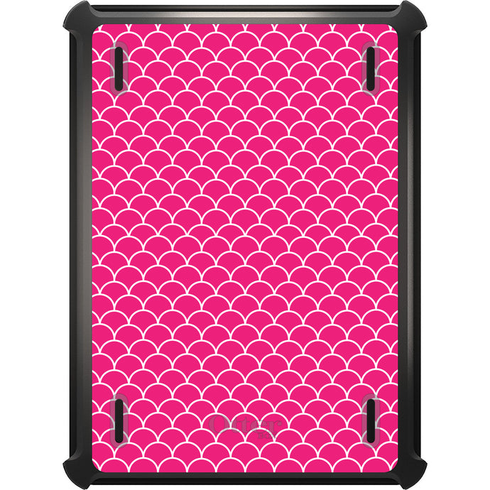 DistinctInk™ OtterBox Defender Series Case for Apple iPad / iPad Pro / iPad Air / iPad Mini - Hot Pink White Scalloped Pattern