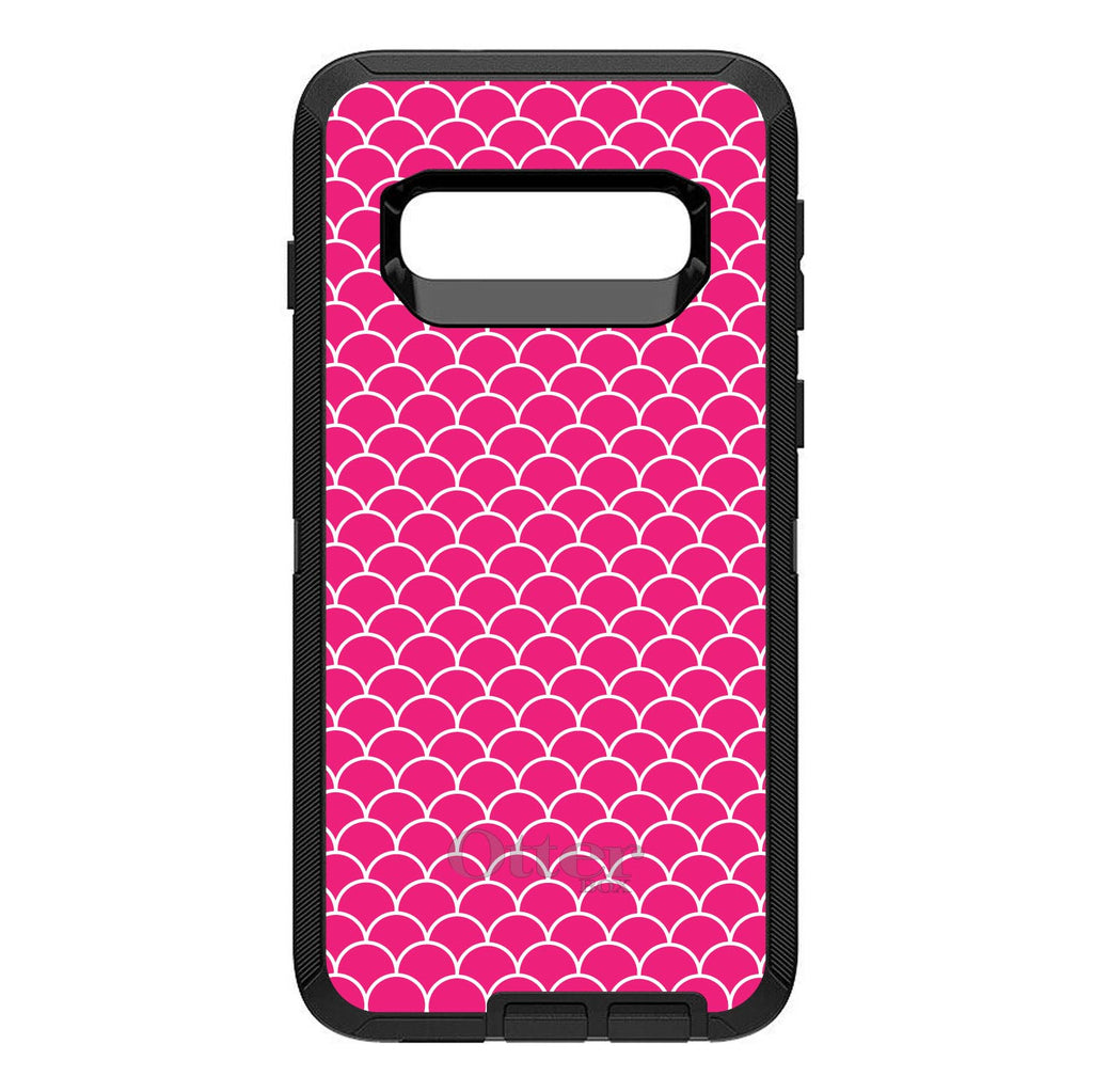 Hot Pink White Scalloped Pattern OtterBox Defender Case for iPhone & Galaxy, view 9