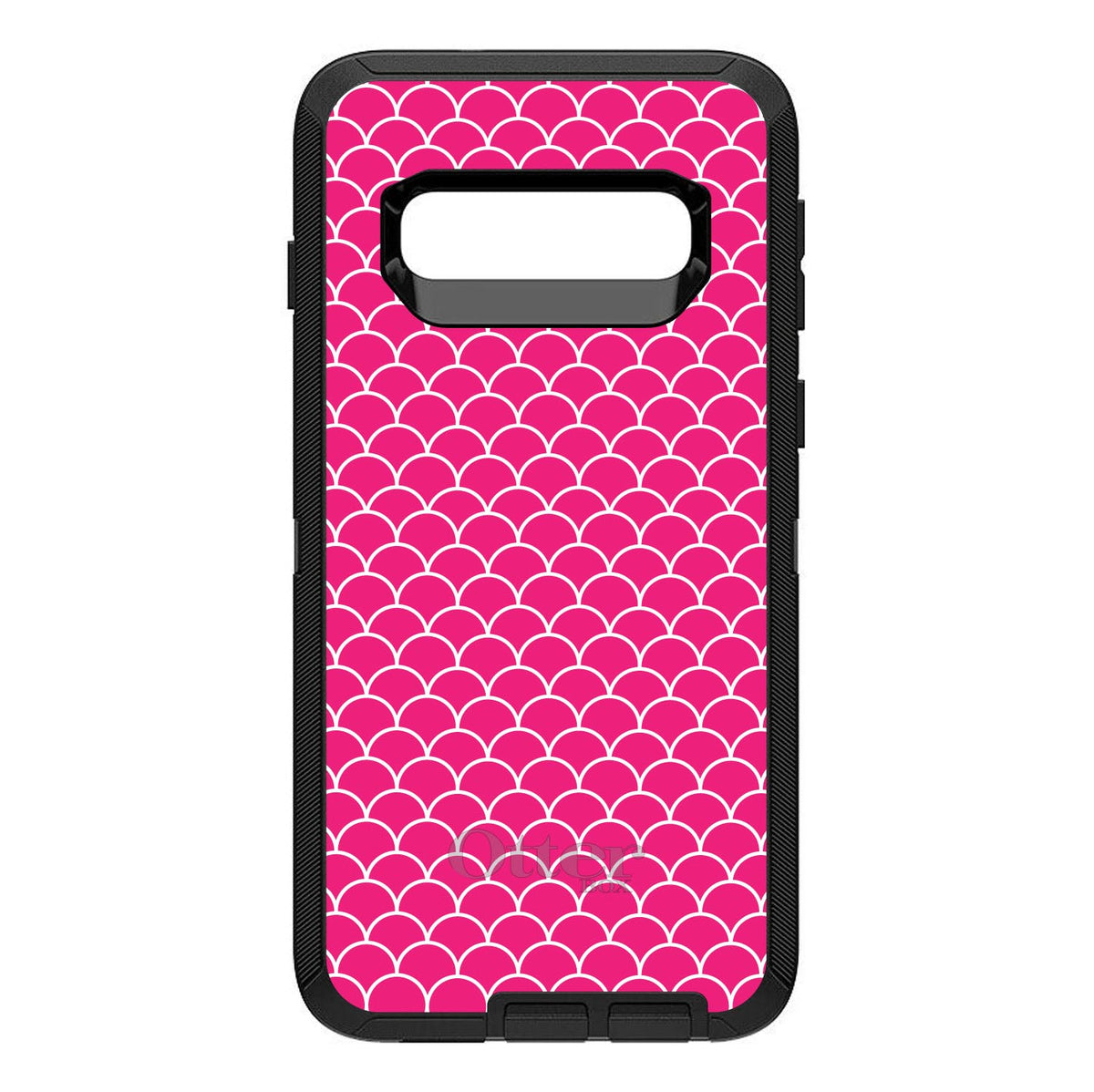 Hot Pink White Scalloped Pattern OtterBox Defender Case for iPhone & Galaxy, view 9