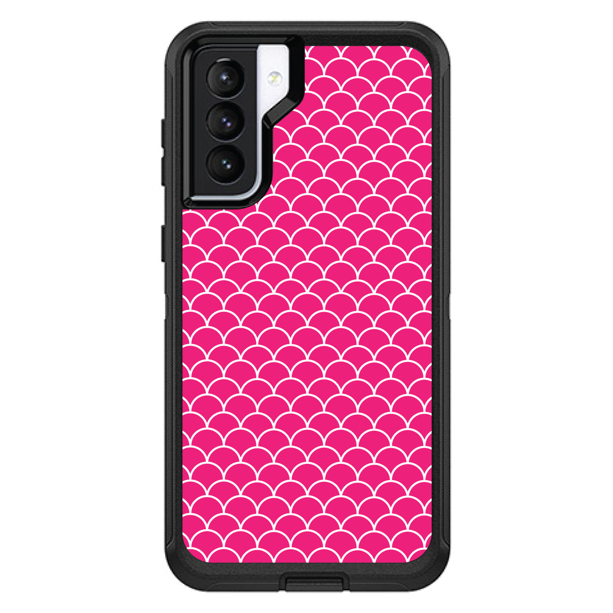 Hot Pink White Scalloped Pattern OtterBox Defender Case for iPhone & Galaxy, view 5