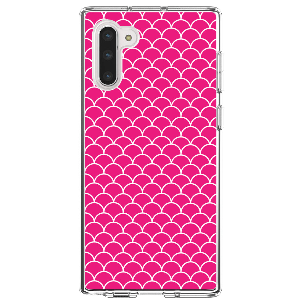 Hot Pink White Scalloped Pattern Clear Shockproof iPhone Case, view 9