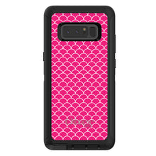 DistinctInk™ OtterBox Defender Series Case for Apple iPhone / Samsung Galaxy / Google Pixel - Hot Pink White Scalloped Pattern