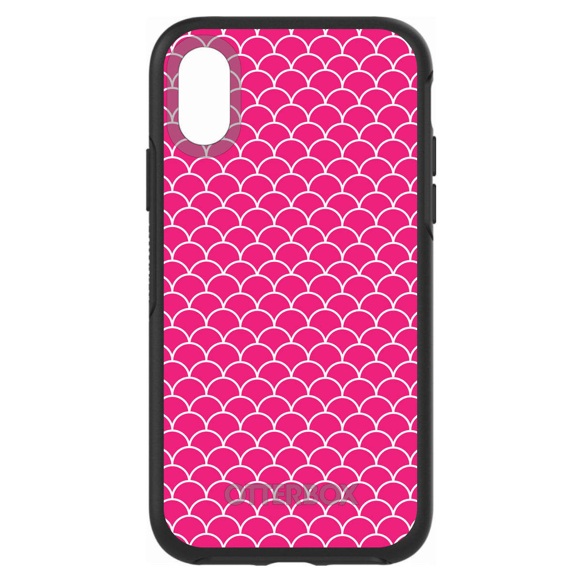Hot Pink White Scalloped Pattern OtterBox Symmetry Case for iPhone & Galaxy, view 4