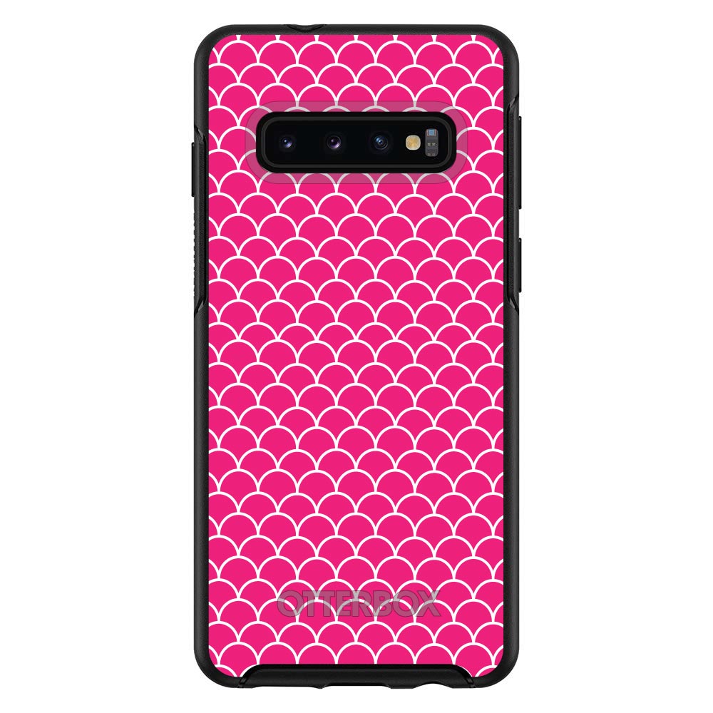 Hot Pink White Scalloped Pattern OtterBox Symmetry Case for iPhone & Galaxy, view 6