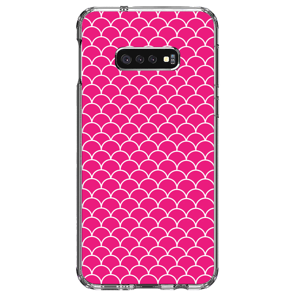 Hot Pink White Scalloped Pattern Clear Shockproof iPhone Case, view 18