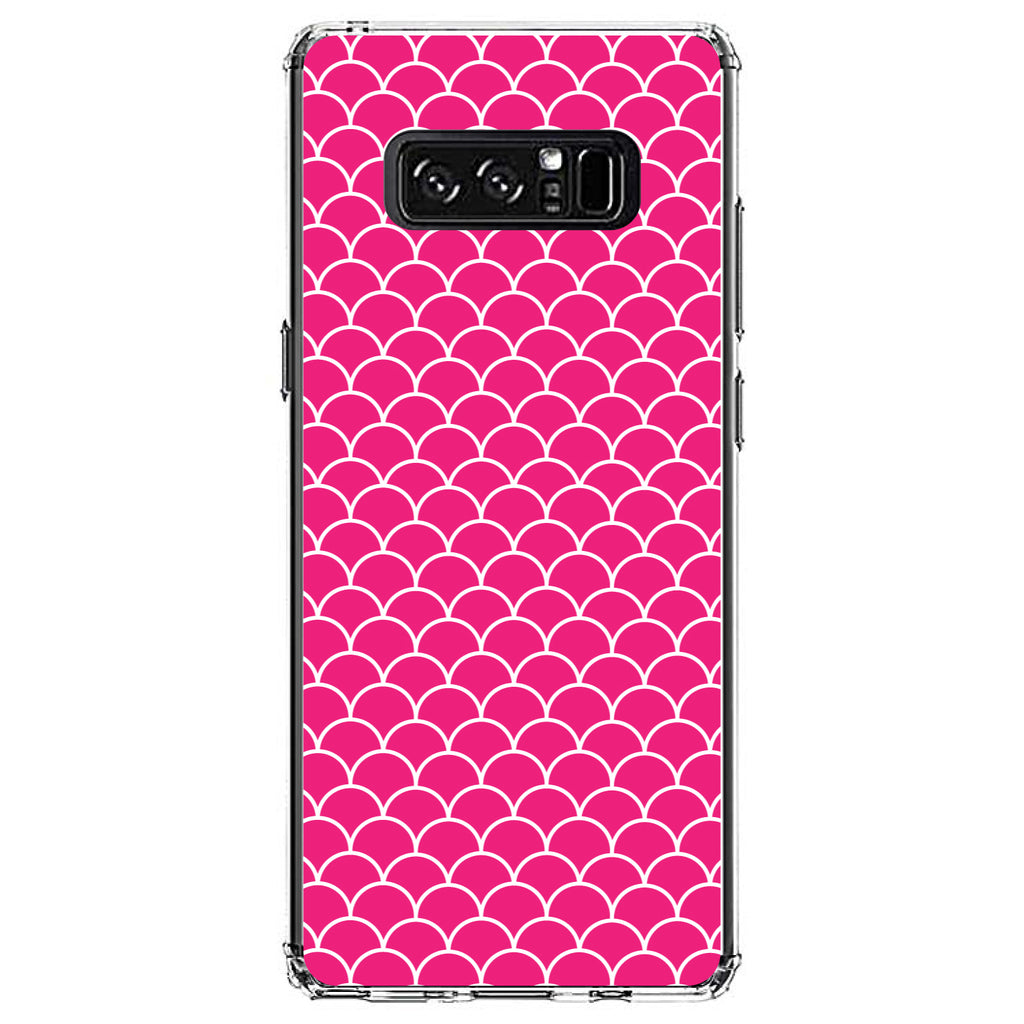 Hot Pink White Scalloped Pattern Clear Shockproof iPhone Case, view 12