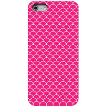DistinctInk® Hard Plastic Snap-On Case for Apple iPhone or Samsung Galaxy - Hot Pink White Scalloped Pattern