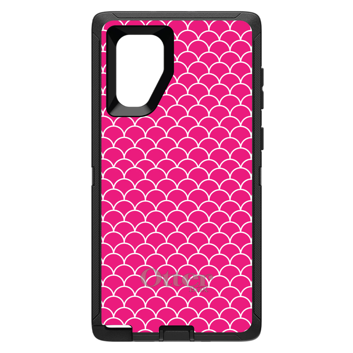 Hot Pink White Scalloped Pattern OtterBox Defender Case for iPhone & Galaxy, view 14