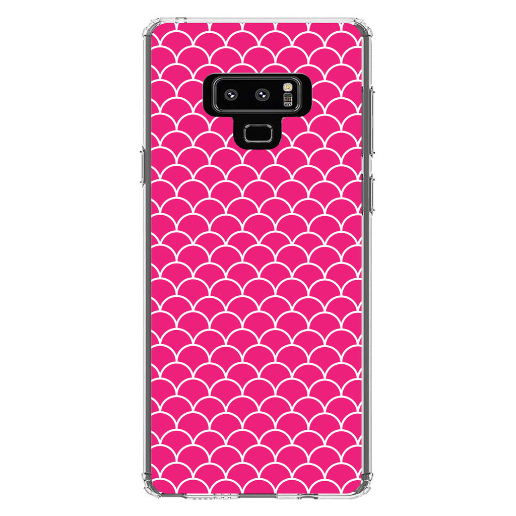 Hot Pink White Scalloped Pattern Clear Shockproof iPhone Case, view 11
