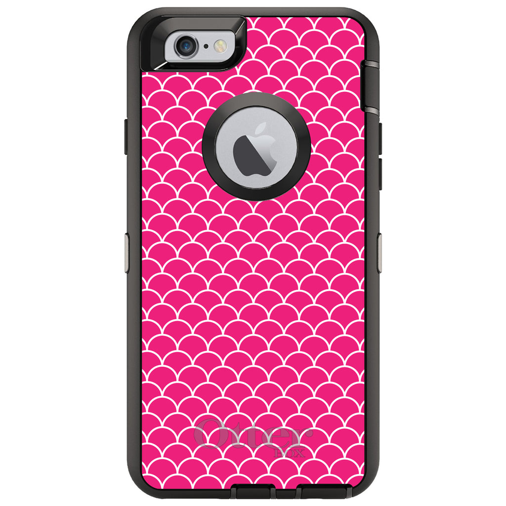 Hot Pink White Scalloped Pattern OtterBox Defender Case for iPhone & Galaxy, view 4