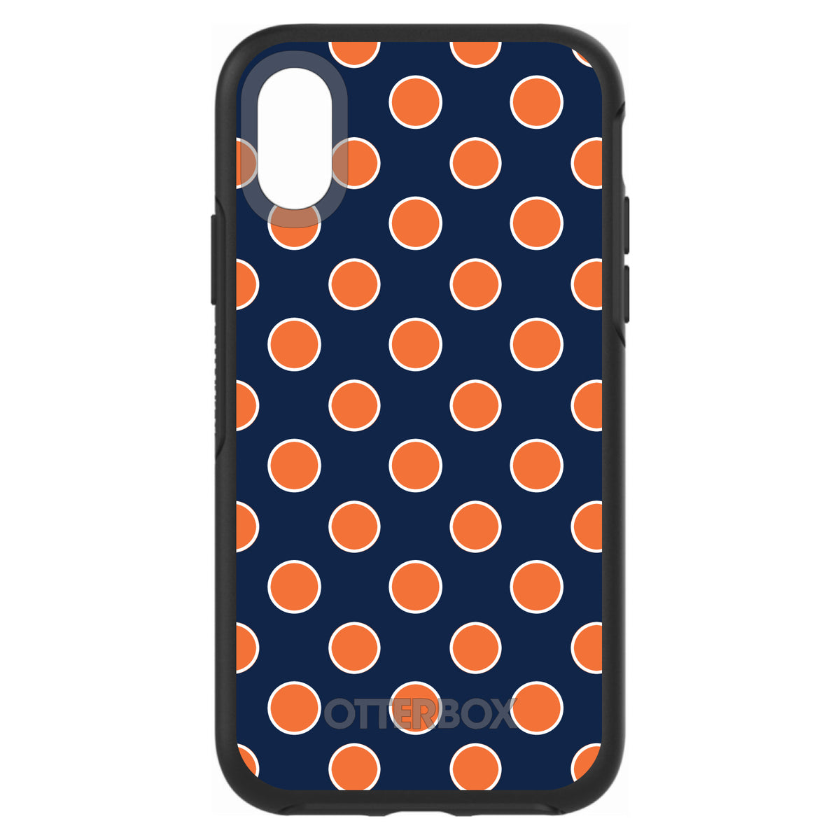 Navy Orange White Polka Dots OtterBox Symmetry Case for iPhone & Galaxy, view 4