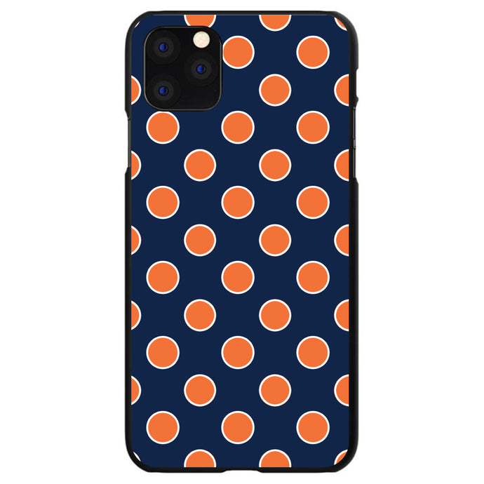 DistinctInk® Hard Plastic Snap-On Case for Apple iPhone or Samsung Galaxy - Navy Orange White Polka Dots