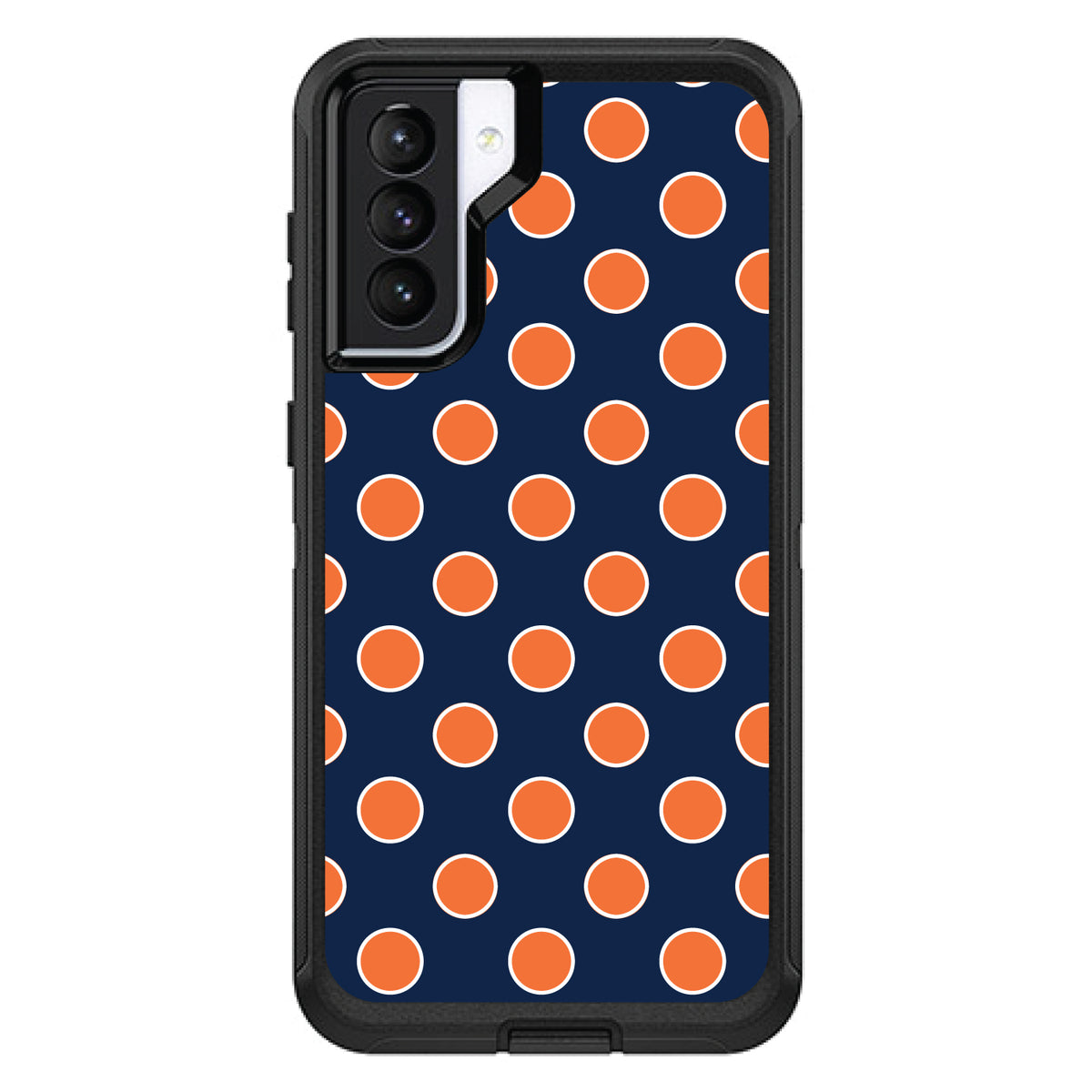 Navy Orange White Polka Dots OtterBox Defender Case for iPhone & Galaxy, view 6