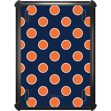 DistinctInk™ OtterBox Defender Series Case for Apple iPad / iPad Pro / iPad Air / iPad Mini - Navy Orange White Polka Dots