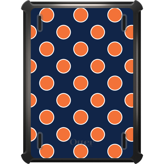 DistinctInk™ OtterBox Defender Series Case for Apple iPad / iPad Pro / iPad Air / iPad Mini - Navy Orange White Polka Dots