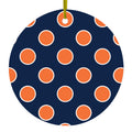 Navy Orange White Polka Dots Ceramic Ornament