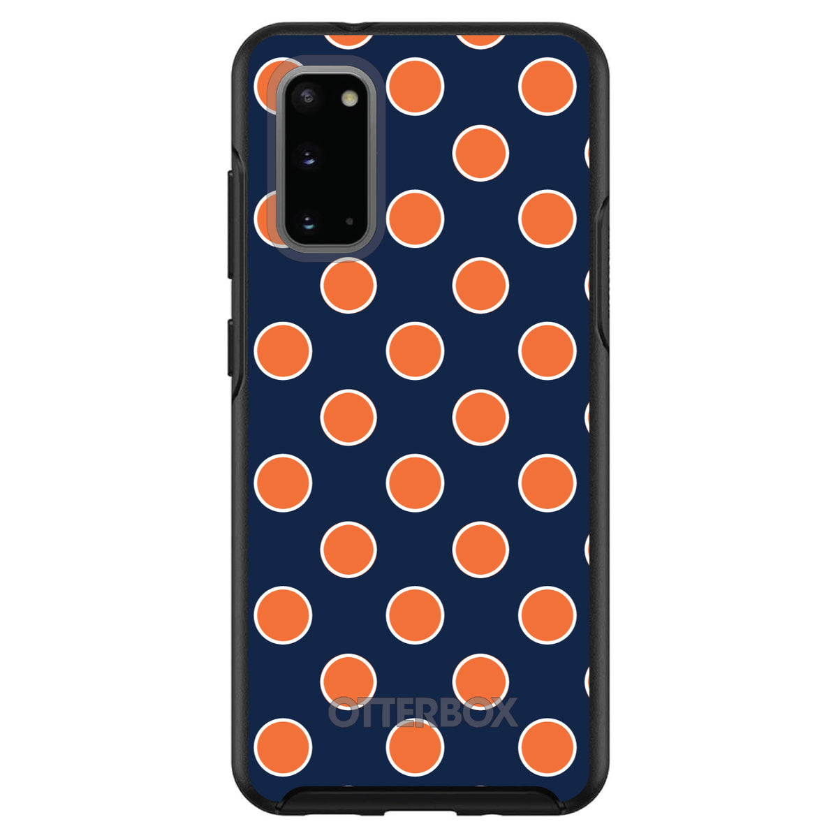 Navy Orange White Polka Dots OtterBox Symmetry Case for iPhone & Galaxy, view 5