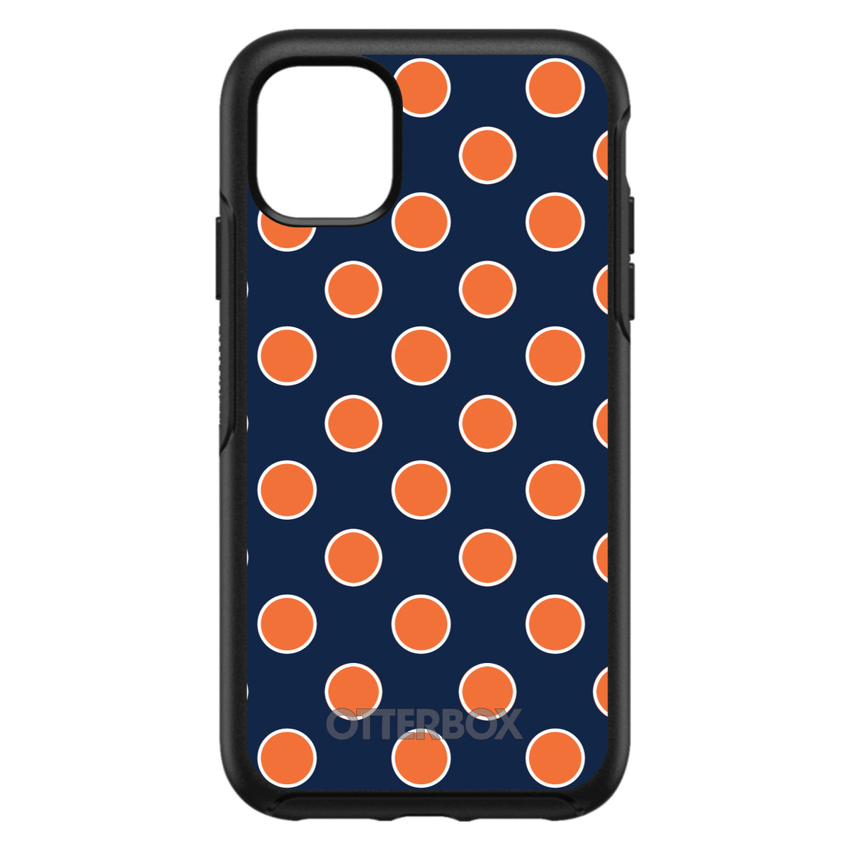 Navy Orange White Polka Dots OtterBox Symmetry Case for iPhone & Galaxy, view 3