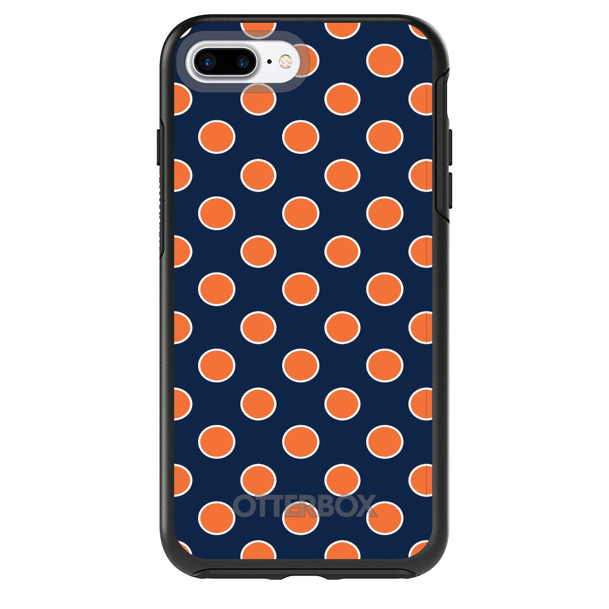 Navy Orange White Polka Dots OtterBox Symmetry Case for iPhone & Galaxy, view 2