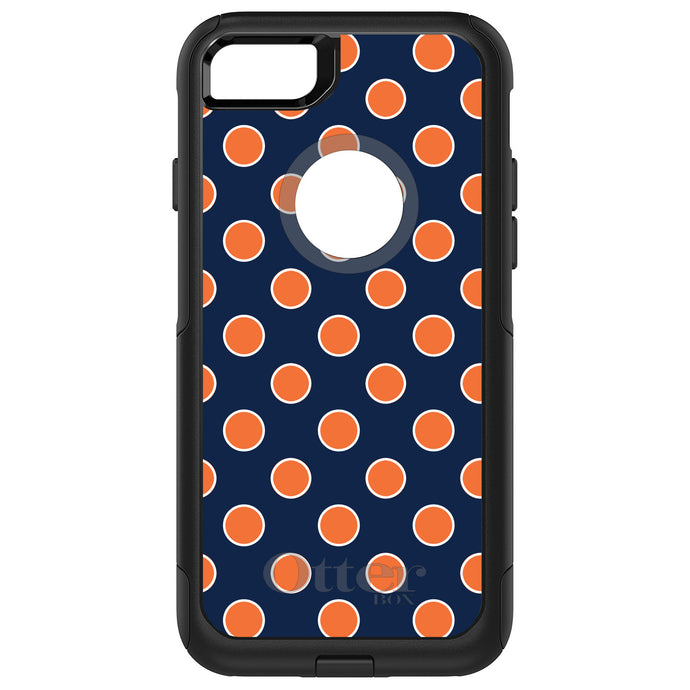 DistinctInk OtterBox Commuter Series Case for Apple iPhone or Samsung Galaxy - Navy Orange White Polka Dots