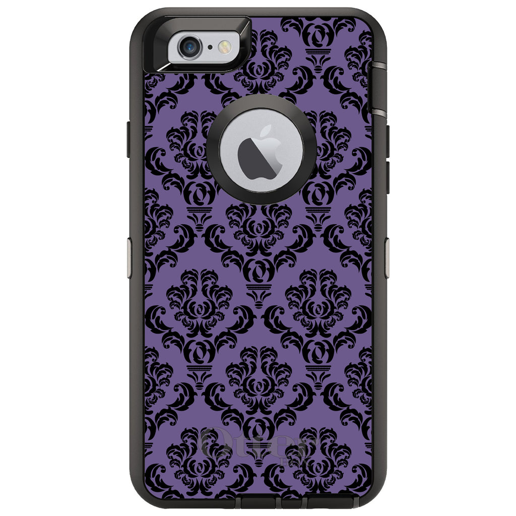 Purple Black Damask Floral OtterBox Defender Case for iPhone & Galaxy, view 4