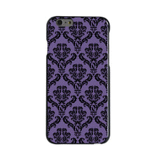 DistinctInk® Hard Plastic Snap-On Case for Apple iPhone or Samsung Galaxy - Purple Black Damask Floral