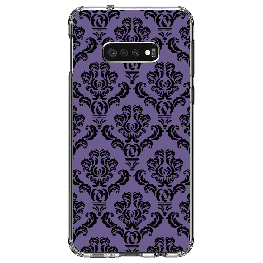 Purple Black Damask Floral Clear Shockproof iPhone Case, view 18